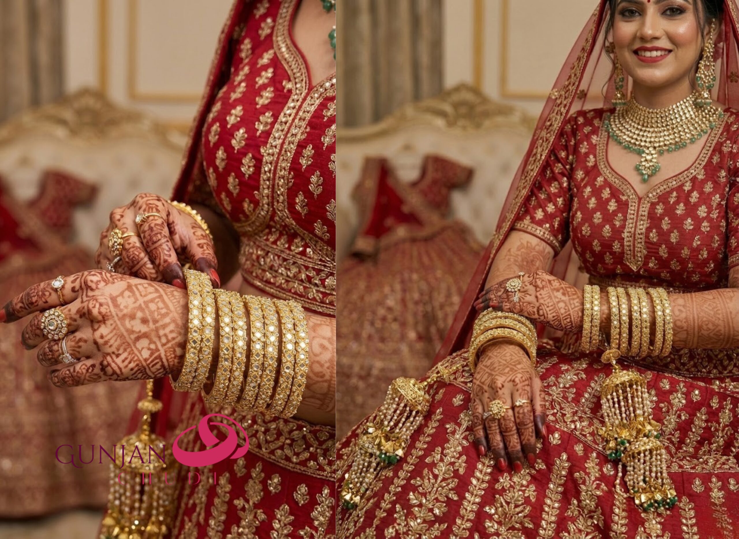 Antique Gold Meenakari Bangles - Image 2