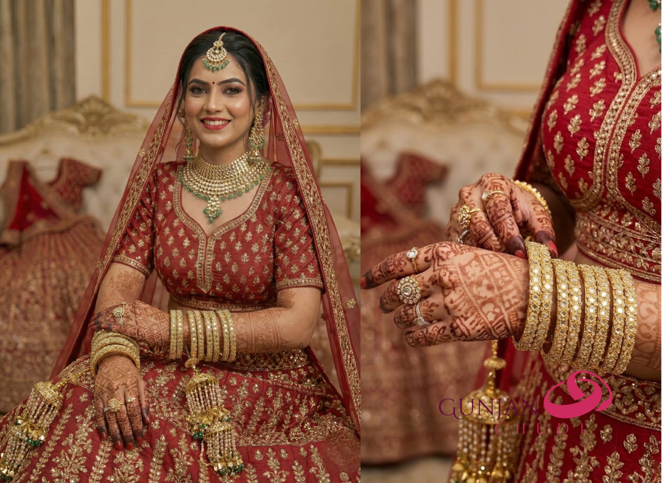 Antique Gold Meenakari Bangles - Image 3