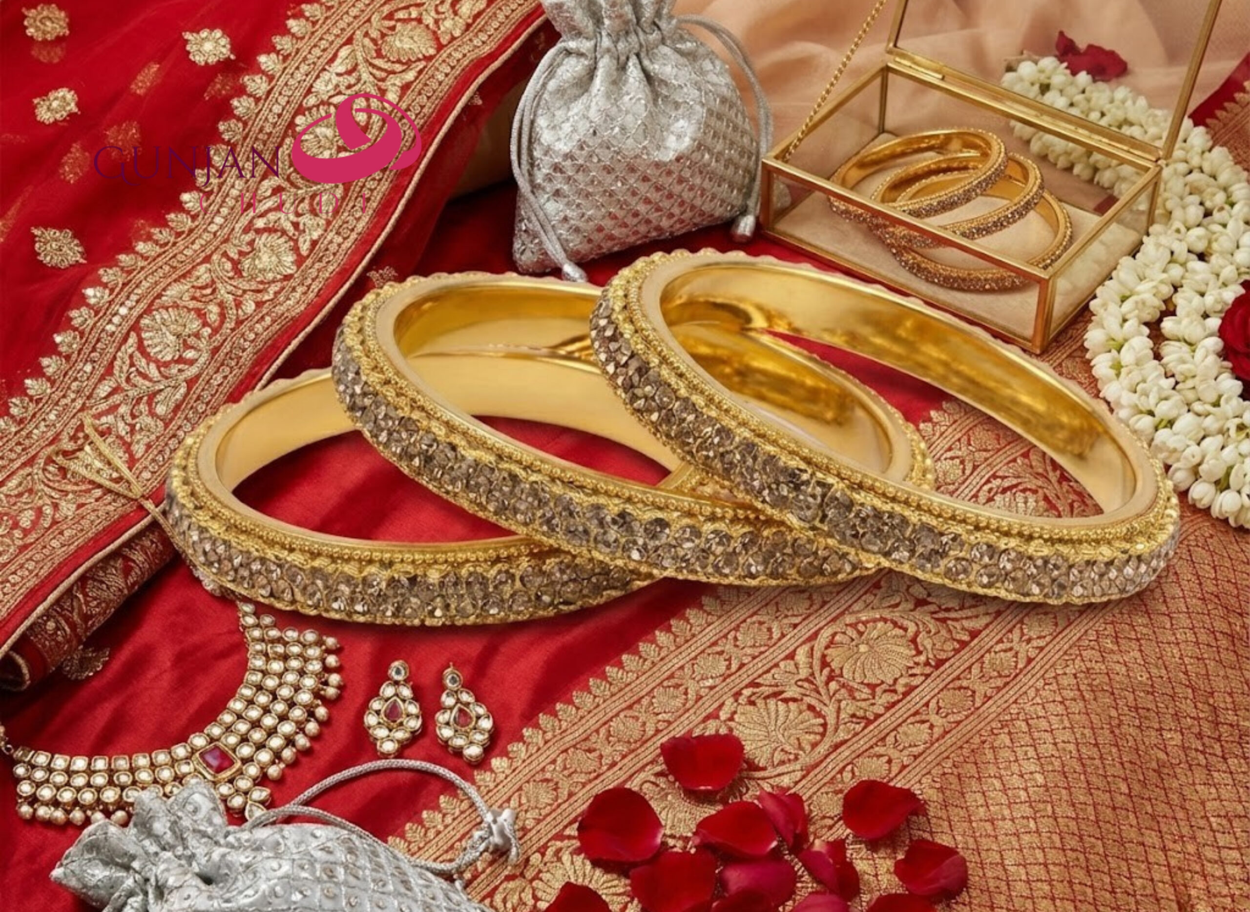 Gold-Plated Kundan Bangles - Image 2