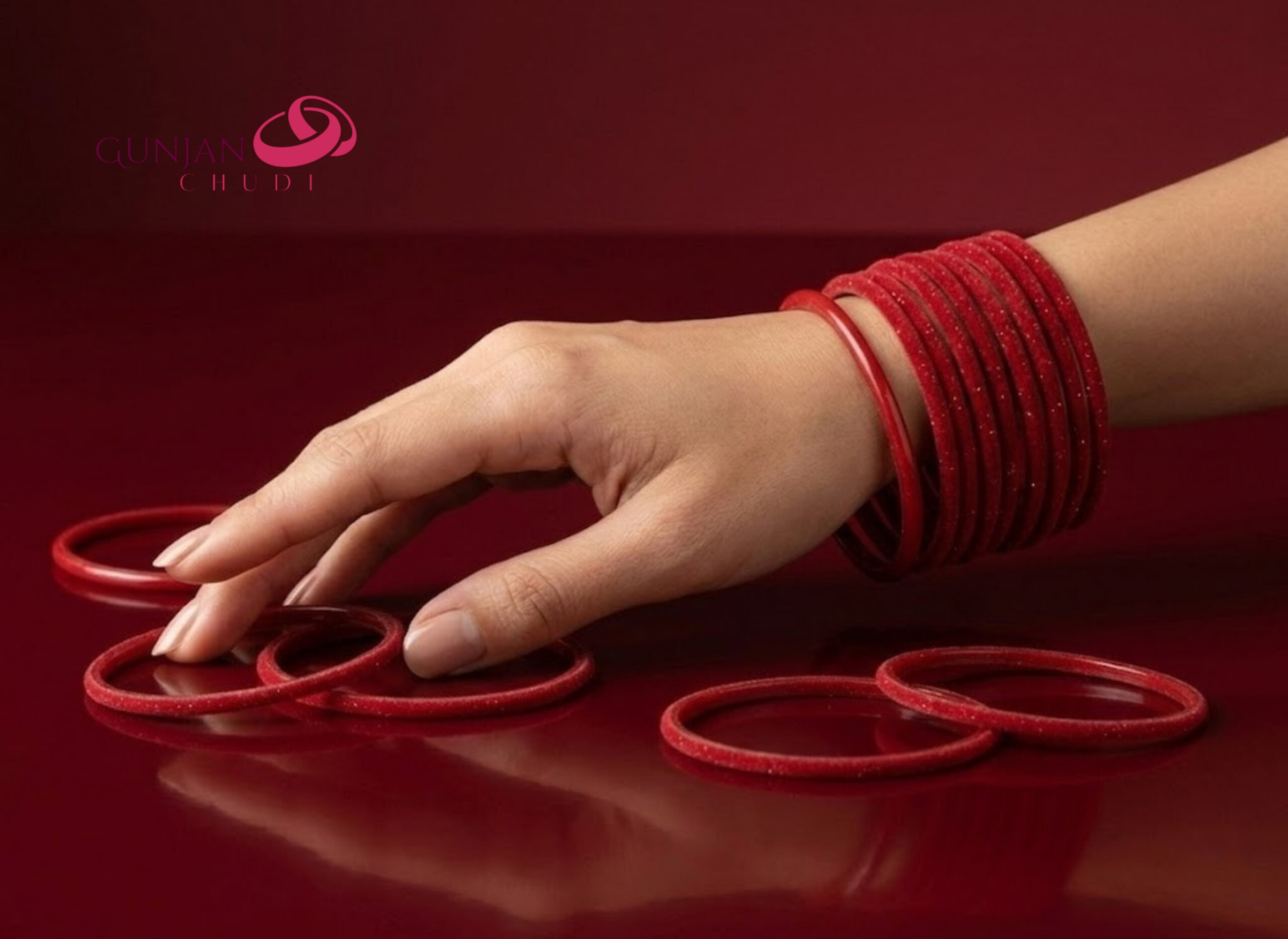 Deep Red Velvet Bangles - Image 3