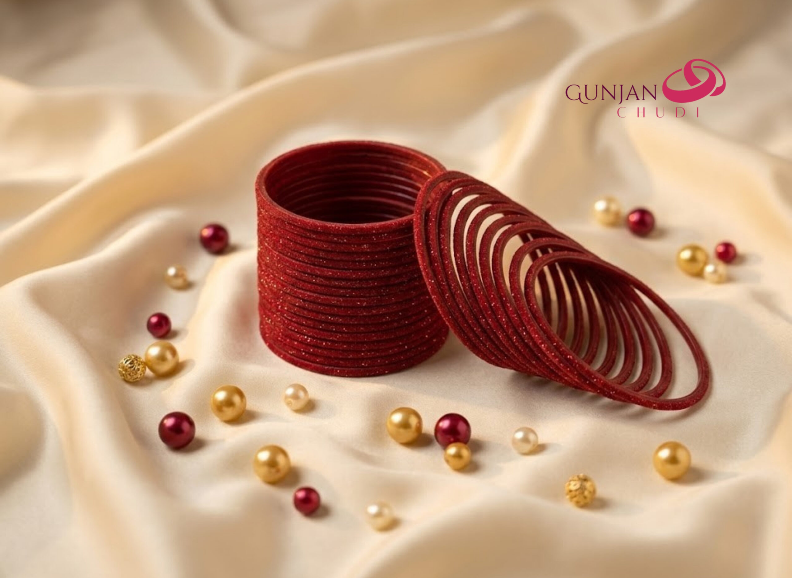 Deep Red Velvet Bangles - Image 2