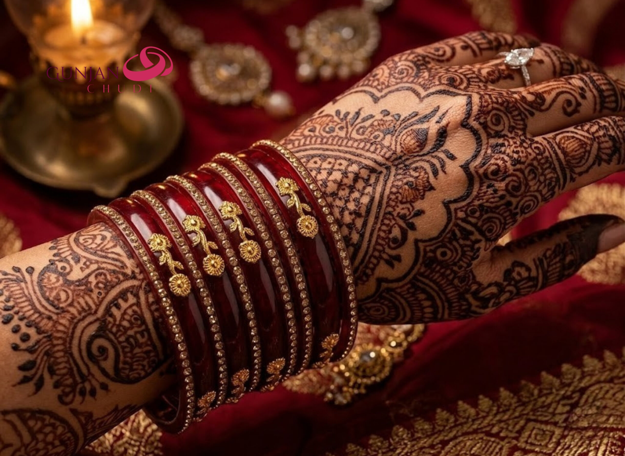 Maroon Acrylic Floral Kada - Image 3