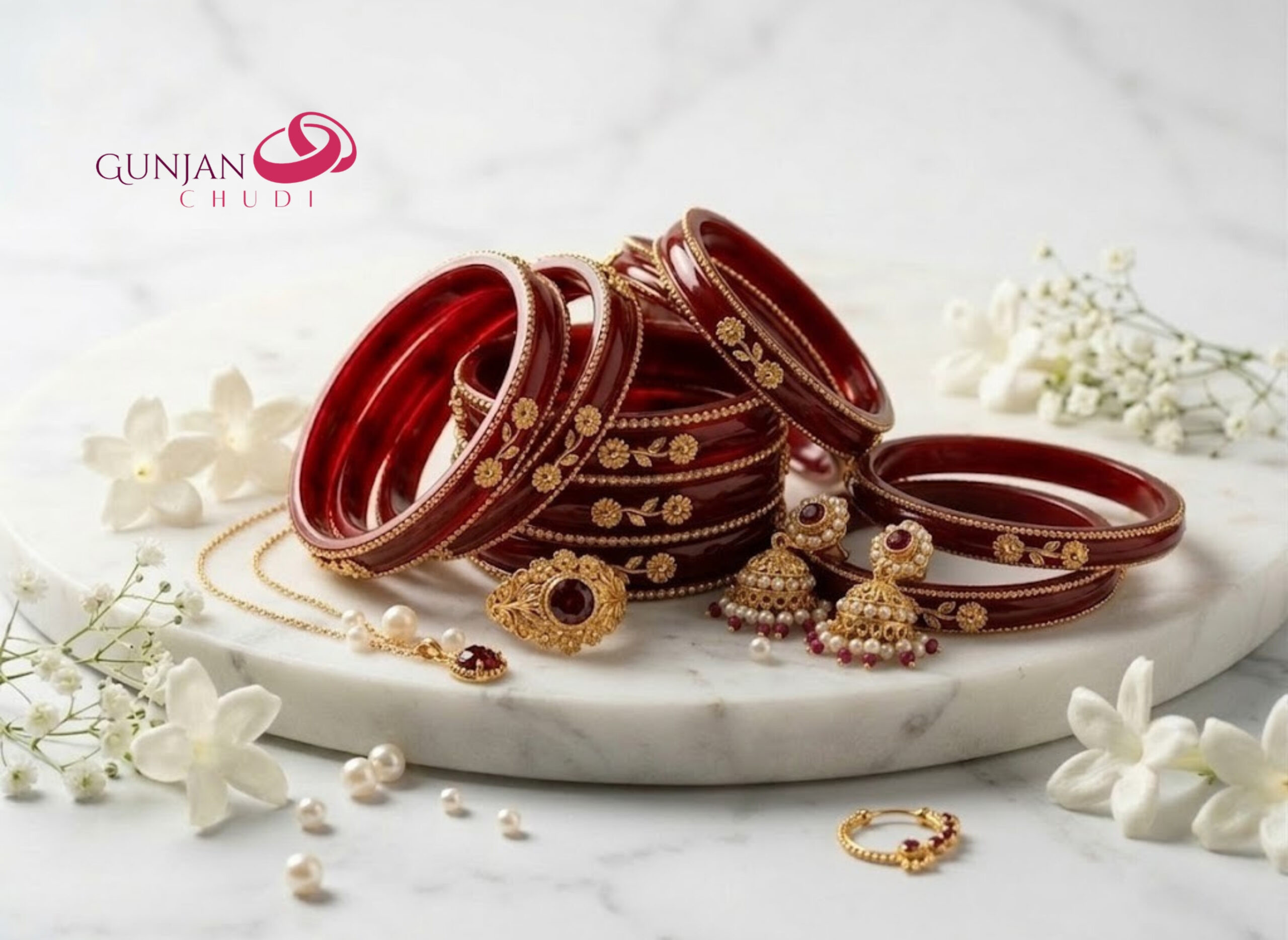 Maroon Acrylic Floral Kada - Image 2