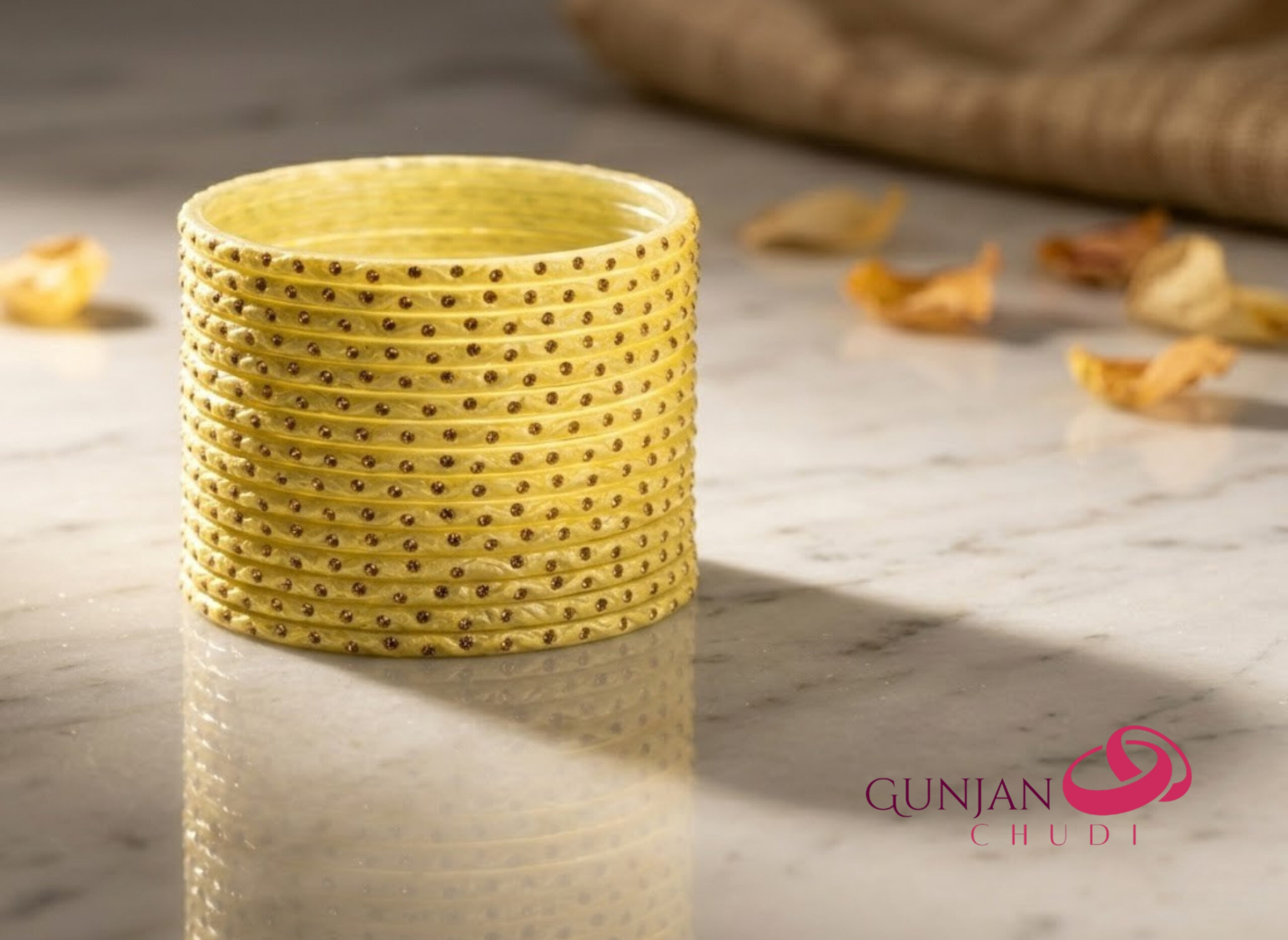 Zari Work Light Yellow Shaded Bangles - Image 3